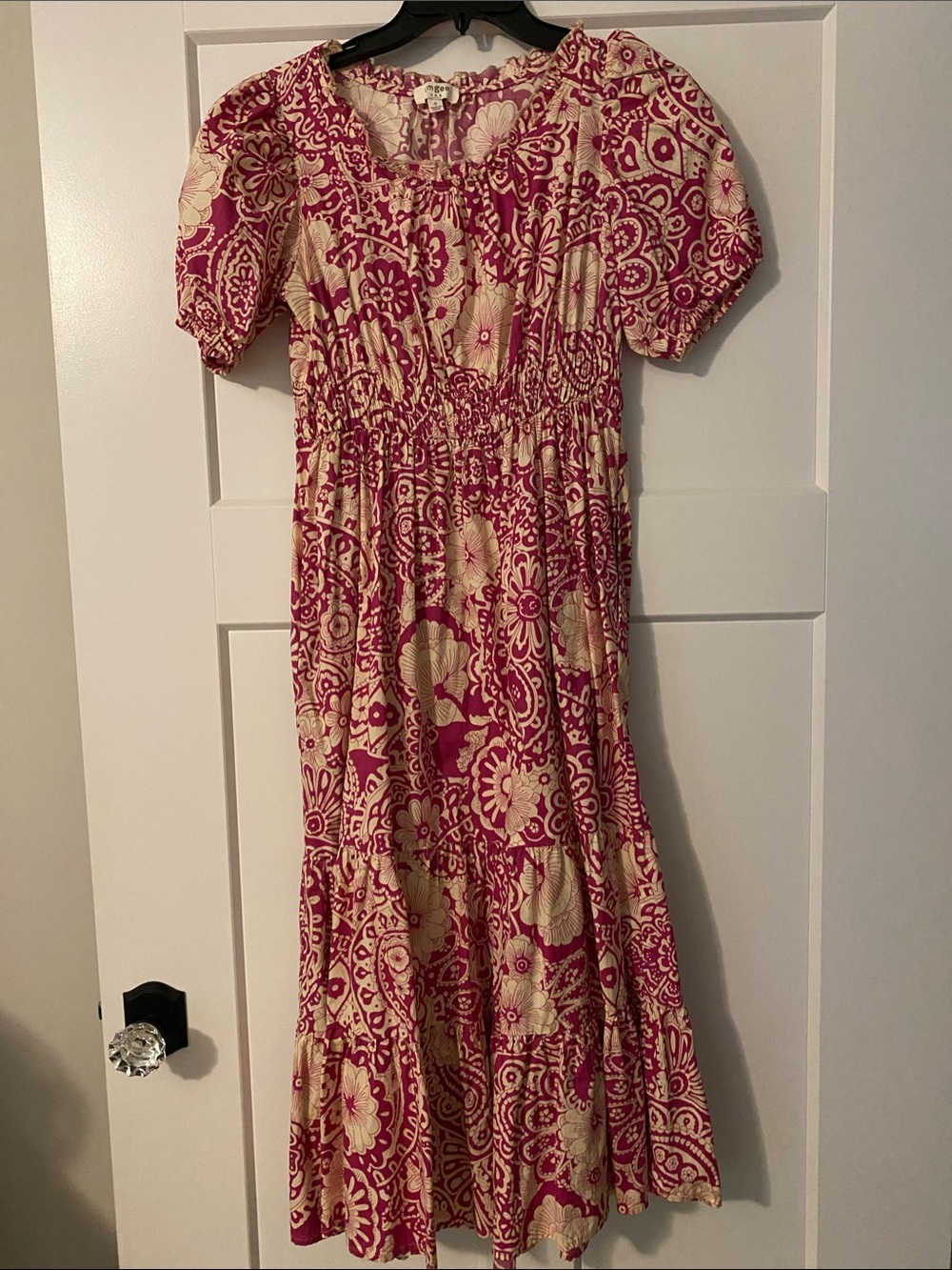 Umgee Pink and Cream Floral Midi Dress